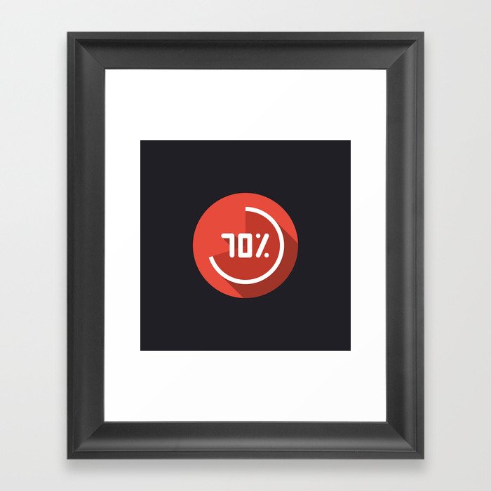 Print illustration "percentage - 70%" with long shadow in new modern flat design Framed Art Print