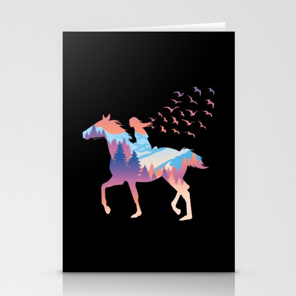 Horse and Girl Forest Ride Stationery Cards