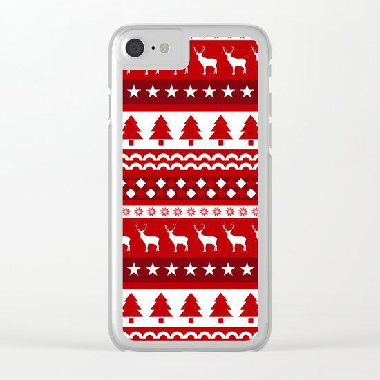 Christmas Pattern Clear iPhone Case
