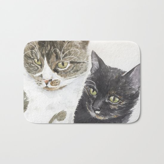 Two cats - tabby and tortie Bath Mat