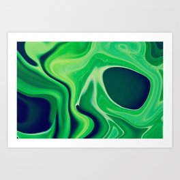 Harmonious Greens Swirls and Cells - Abstract Art, Digital Fluid Art Art Print