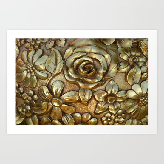 Golden Rose Pattern Art Art Print