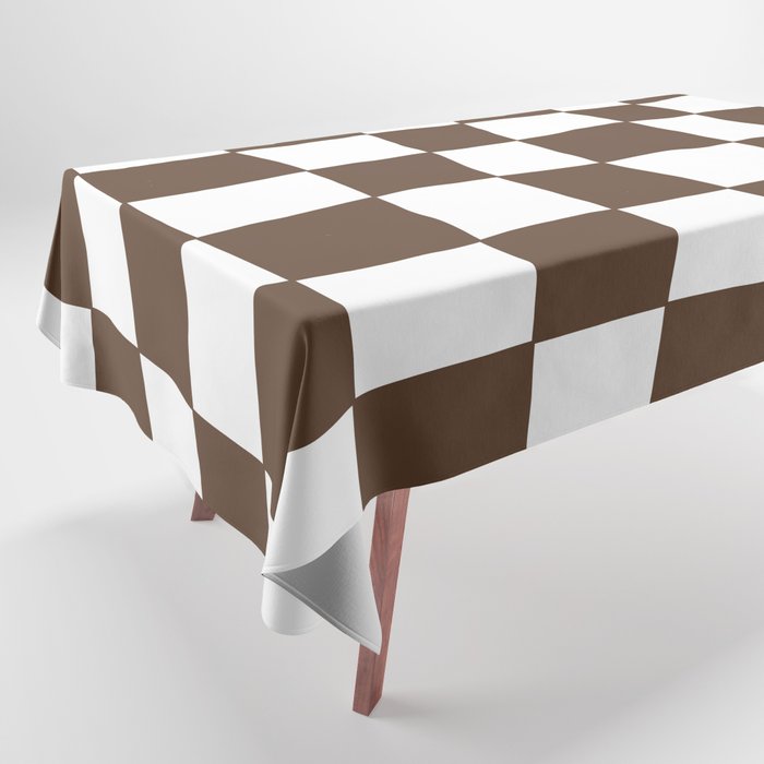Hand Drawn Checkerboard Pattern (brown/white) Tablecloth