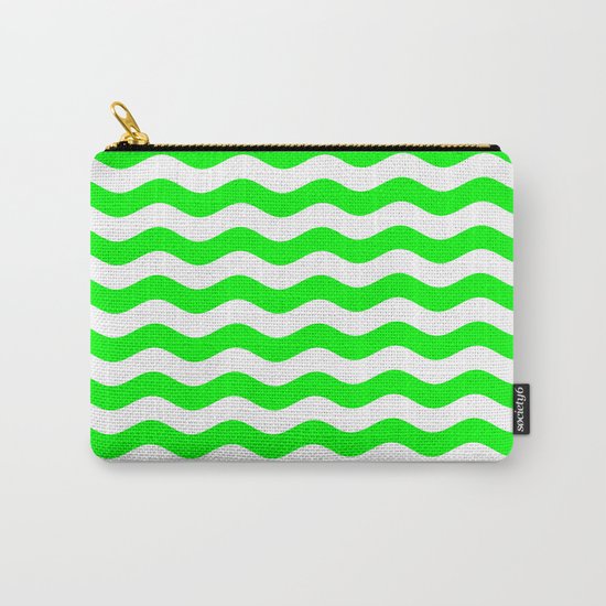 Wavy Stripes (Green/White) Carry-All Pouch