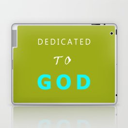 DEDICATED TO GOD WHITE AND BLUE TEXT Laptop Skin
