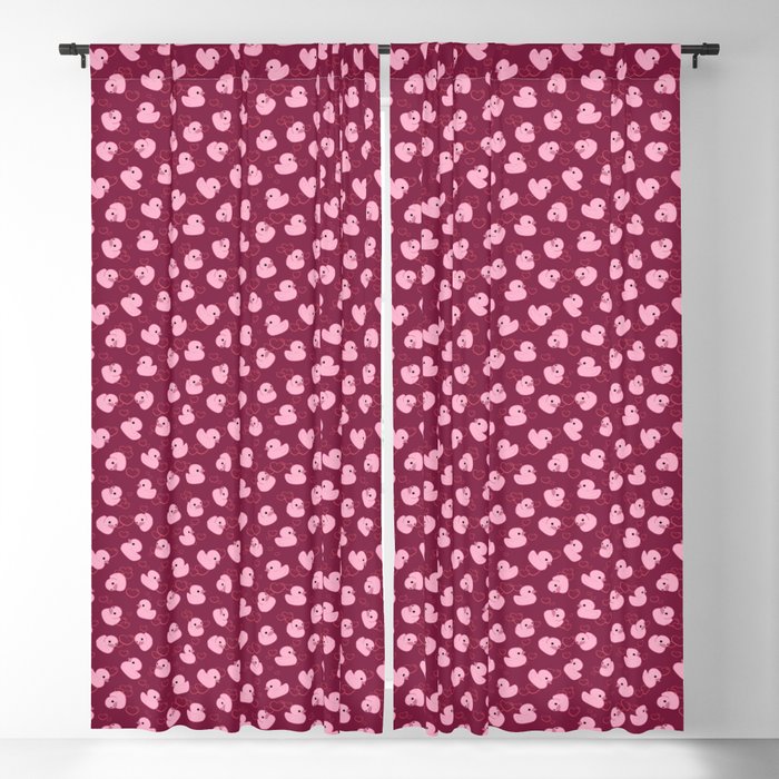 Pink toy duck with hearts Blackout Curtain