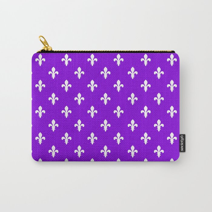 Fleur-de-Lis (White & Violet Pattern) Carry-All Pouch