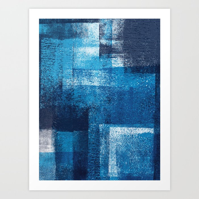 Surfaces 17 | Cyan, White and Dark Blue Art Print
