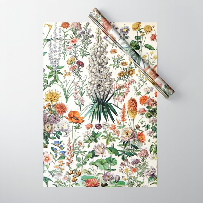 Adolphe Millot - Fleurs B - French vintage poster Wrapping Paper