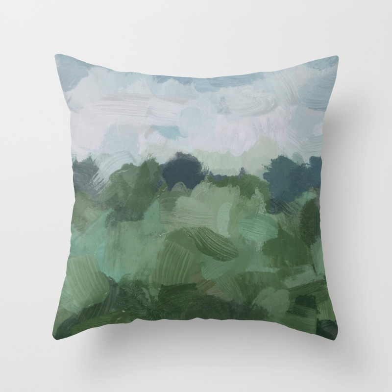 Sky Blue And Sage Green Abstract Painting Modern Wall Art Print