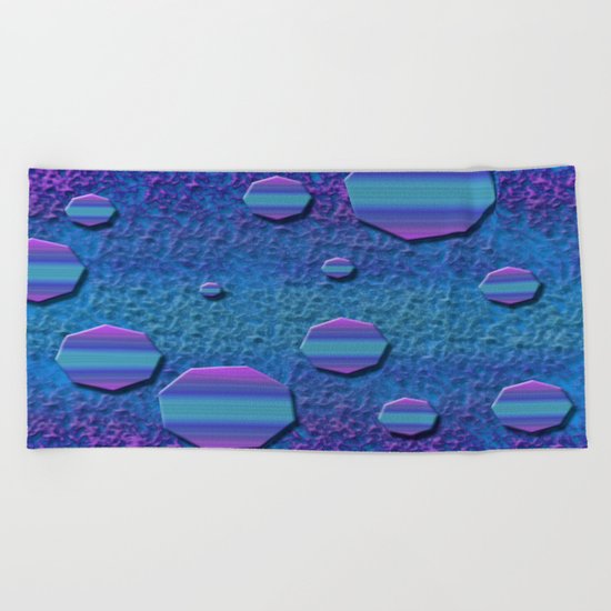 Celestial Octagon Orbs of Planet Neptune Beach Towel