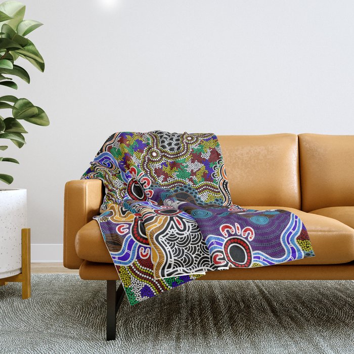 Authentic Aboriginal Art - Discovering Your Dreams Throw Blanket