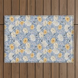 Floral Melody on Blue Outdoor Rug