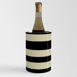 Natural Olive Green - Martinique Dawn - Asian Silk Hand Drawn Fat Horizontal Lines on Black Wine Chiller