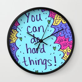 You can do hard things! Wall Clock | Bold, Bright, Cheerful, Blue, Teaching, Fun, Hearts, Perseverance, Colorful, Classroomdecor 