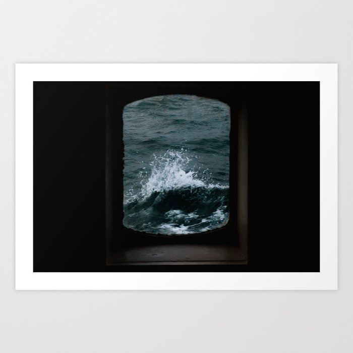 Wave out of a window of a ship – Minimalist Oceanscape Art Print