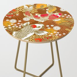 Japanese Koi pattern on Rust color backdrop Side Table