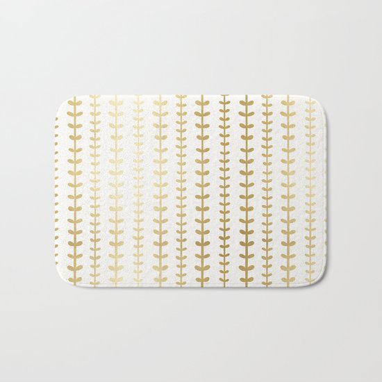 Minimalist gold vines pattern Bath Mat
