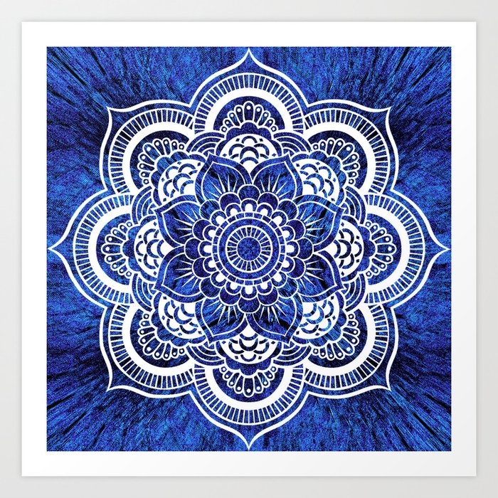 Mandala Blue Colorburst Art Print