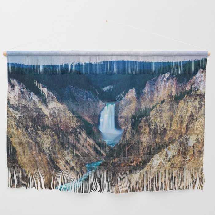 Lower Falls - Rainy Evening at the Grand Canyon of the Yellowstone in Yellowstone National Park Wall Hanging