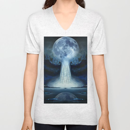waterfall moon Unisex V-Neck