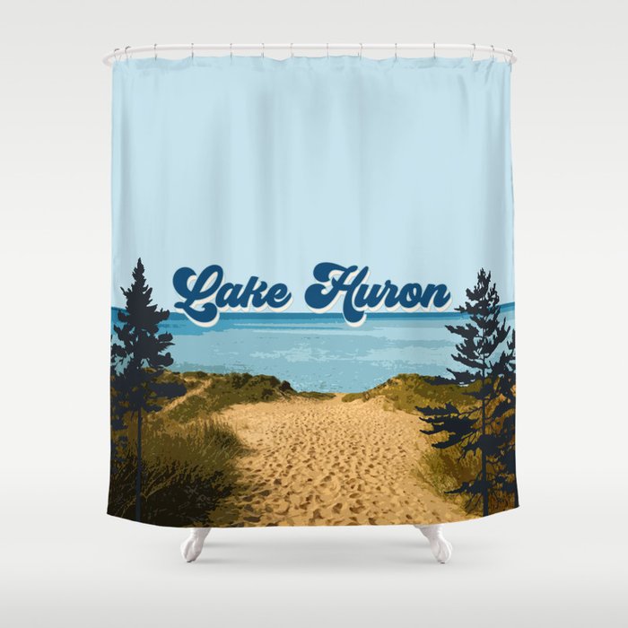 Lake Huron Retro Shower Curtain Lake Huron Retro Shower Curtain