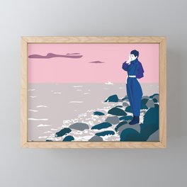 Woman by the sea Framed Mini Art Print
