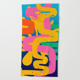 Abstract Tropical Colorful Art  Beach Towel