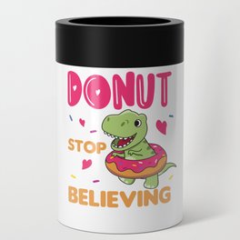 Cute Dino T-Rex Funny Animals In Donut Pun Can Cooler
