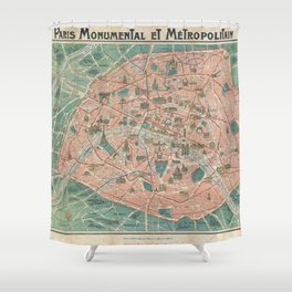 Vintage Paris Map France Shower Curtain