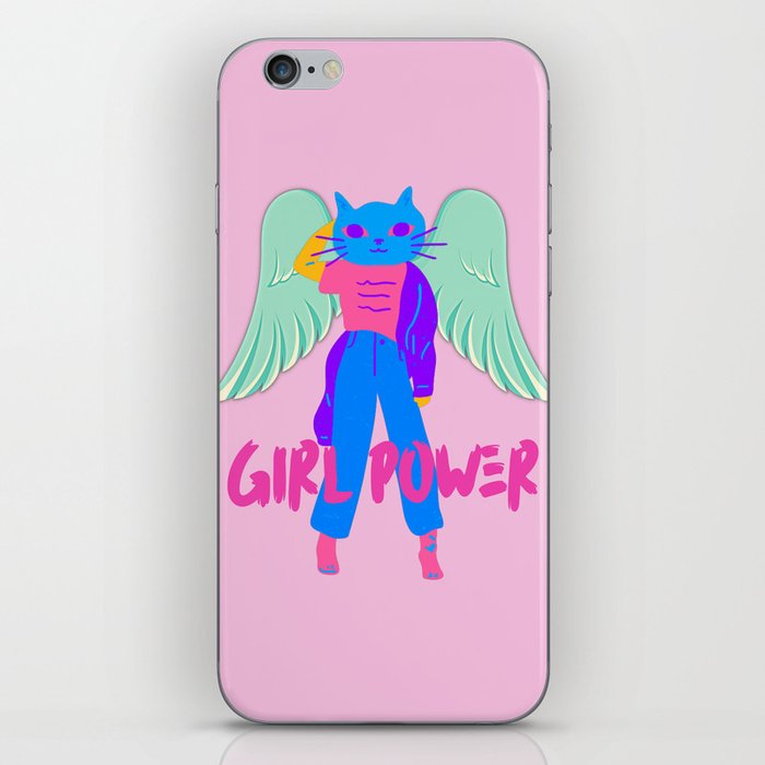 fashion cat with angel wings, girl power iPhone Skin