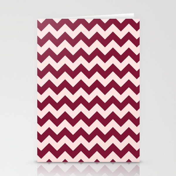 Dark Red and Light Pink Chevrons Stationery Cards