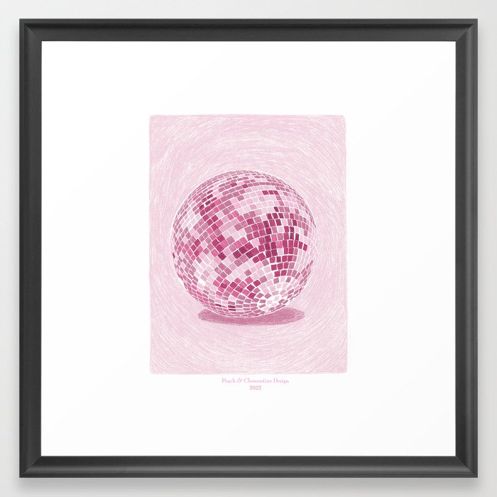 Disco Ball in Pink  Framed Art Print