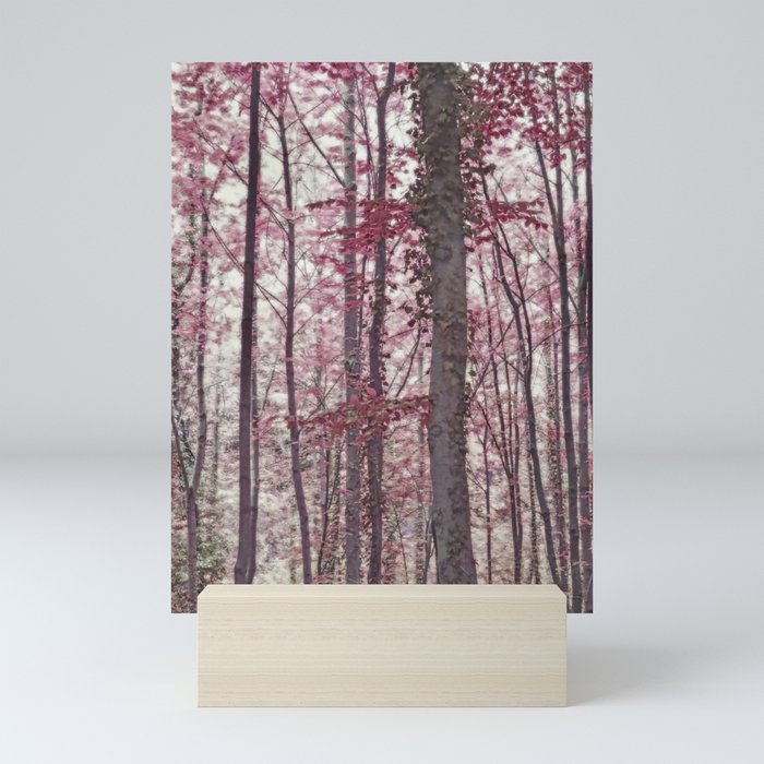 Ethereal Austrian Forest in Burgundy Mini Art Print
