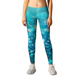 Teal turquoise blue shiny glitter print effect - Sparkle Luxury Backdrop Leggings | Metal, Shine, Graphicdesign, Elegant, Teal, Bokeh, Turquoise, Girly, Drawing, Photo 