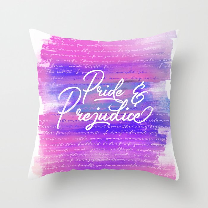 Pride & Prejudice Vibrant Quotes Throw Pillow