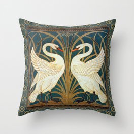 Walter Crane Two Swans Art Nouveau Painting Throw Pillow