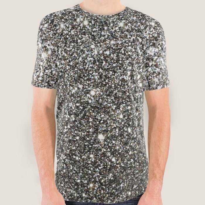 Metallic Silver Shimmer Pattern All Over Graphic Tee by Wishing