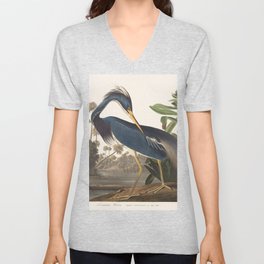 Vintage Bird Illustration V Neck T Shirt