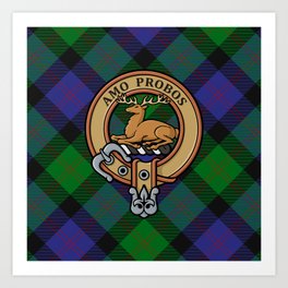 Clan Blair Crest over Tartan Art Print | Coatofarms, Clanblair, Staglodged, Scottishancestry, Deer, Heraldicbadge, Traditional, Tartan, Graphicdesign, Clancrest 