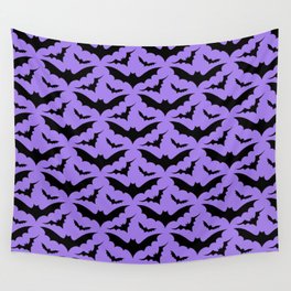 Purple and Black Bats Wall Tapestry