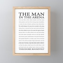 The Man in the Arena, Daring Greatly Quote by Theodore Roosevelt Framed Mini Art Print