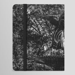 Autumn Fall in Central Park and Bethesda Fountain in New York City black and white iPad Folio Case