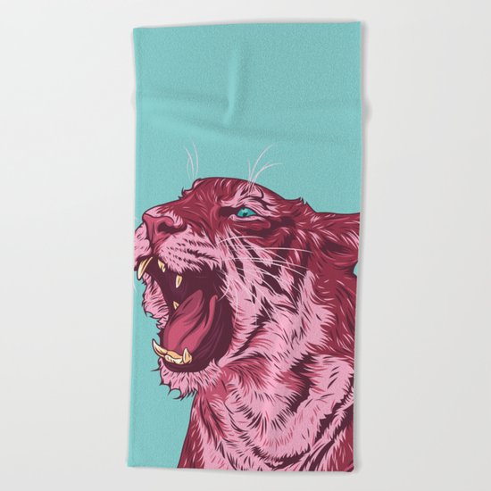 Magenta tiger Beach Towel