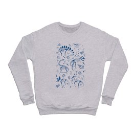 Excavated Dinosaur Fossils on Blue Crewneck Sweatshirt