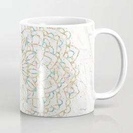 Marble Mandala Sea Shimmer Gold + Turquoise Coffee Mug | Graphic Design, Marble, Nature, Color, Painting, Mandalas, Digital, Mermaid, Rose, Turquoise 