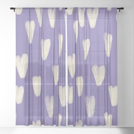 Hand-Drawn Hearts on Very Peri Purple  Sheer Curtain