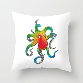 Color Fire Octopus Throw Pillow