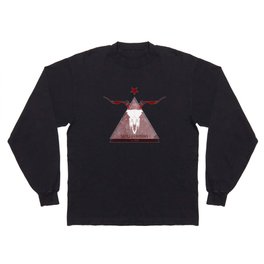 Skull and Horns double Red Pyramid Long Sleeve T Shirt