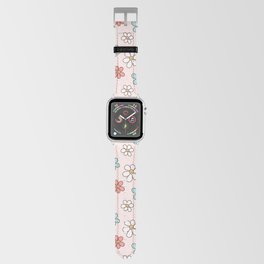 Happy Daisy Pattern, Cute and Fun Smiling Colorful Daisies Apple Watch Band